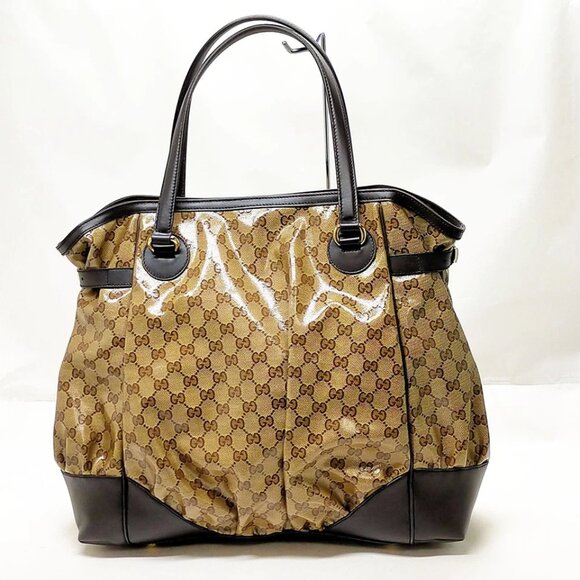 Gucci Hand Bag Brown Coated Canvas 700-080725 - Picture 1 of 13